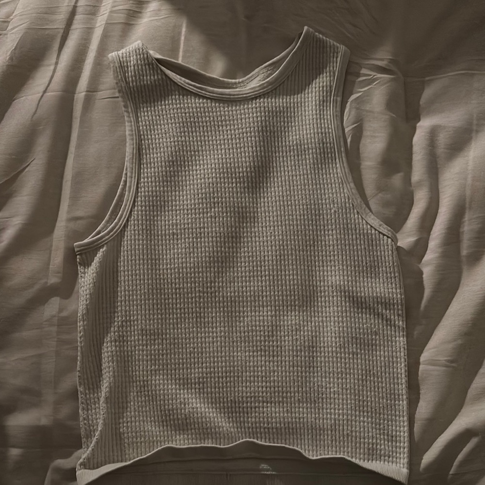 Sleeveless Ribbed Knit Top - Cream